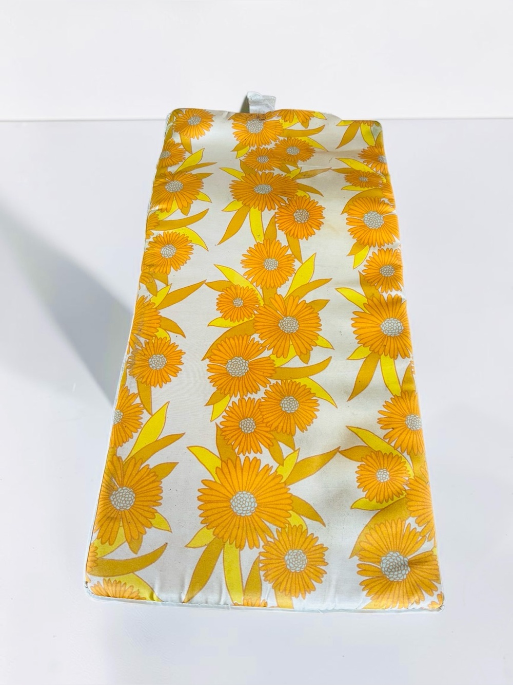 Vintage 70s Reversible Floral Chair Cushion Orange Lime Green Mod Canada
